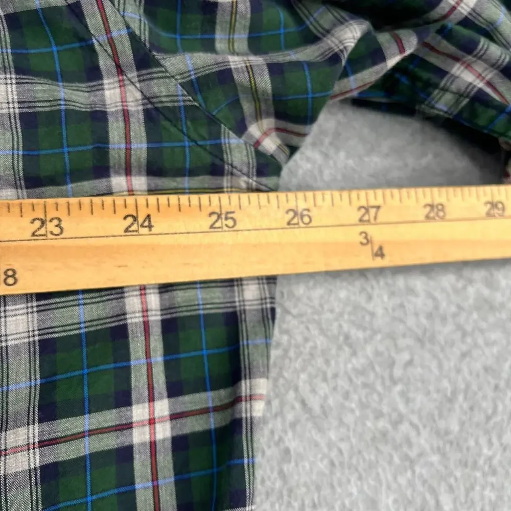 J Crew Heathered Cotton Shirt XL Green Plaid Casual Button Up Long Sleeve Mens